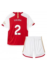 Fotbalové Dres Arsenal William Saliba #2 Dětské Domácí Oblečení 2023-24 Krátký Rukáv (+ trenýrky)